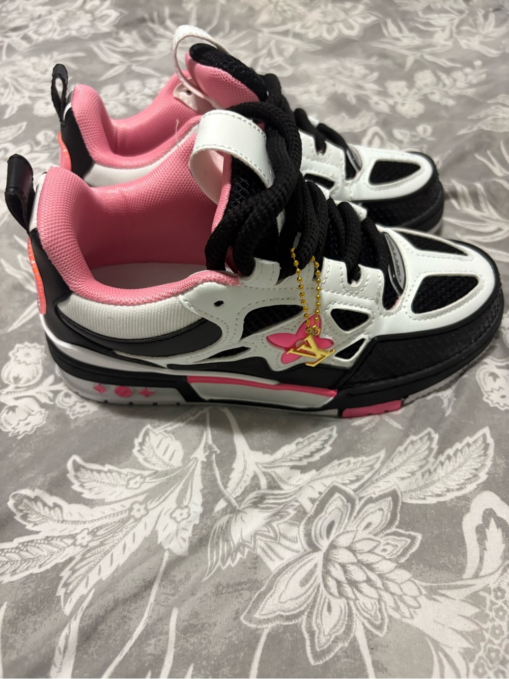 Louis Vuitton Pink, Black & White Athletic Sneakers